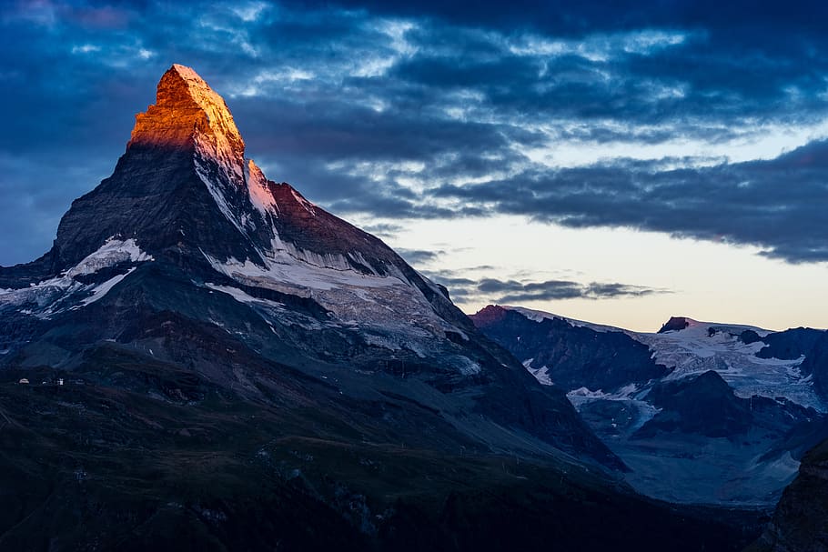 brown mountain, cloud, peak, summit, sunset, sunrise, shadow HD wallpaper