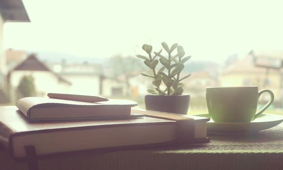cup, coffee, table, note, diary, paper, object, write, mug HD wallpaper