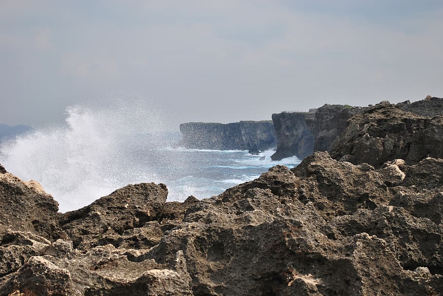 create account demo, waves, lava, rock, sea, water, rock - object, HD wallpaper