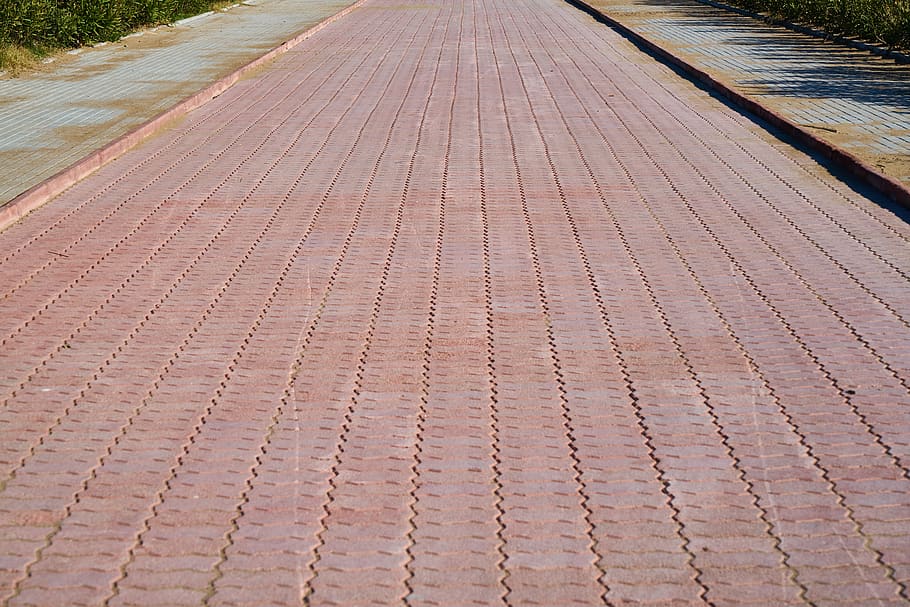 ground, road, red, flooring, texture, brick, sidewalk, surface HD wallpaper
