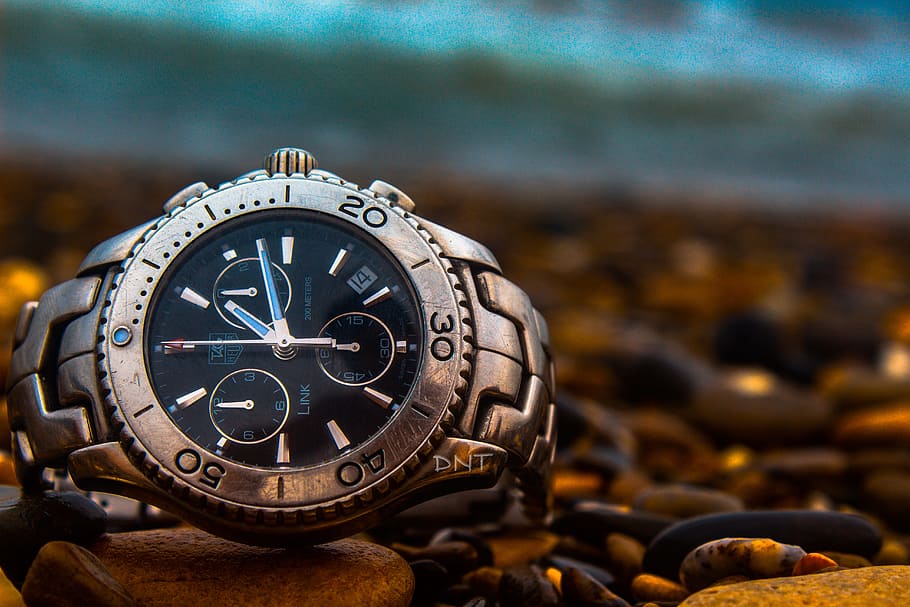 Chronograph Watch at 1:01, Analogue, antique, classic, clock HD wallpaper