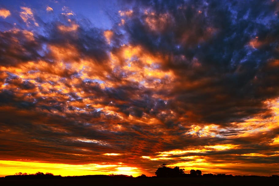 clouds, sunset, sky, landscape, yellow, panorama, romantic HD wallpaper
