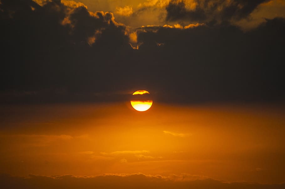 solar, black, orange, sky, horizon, sunset, beauty in nature HD wallpaper