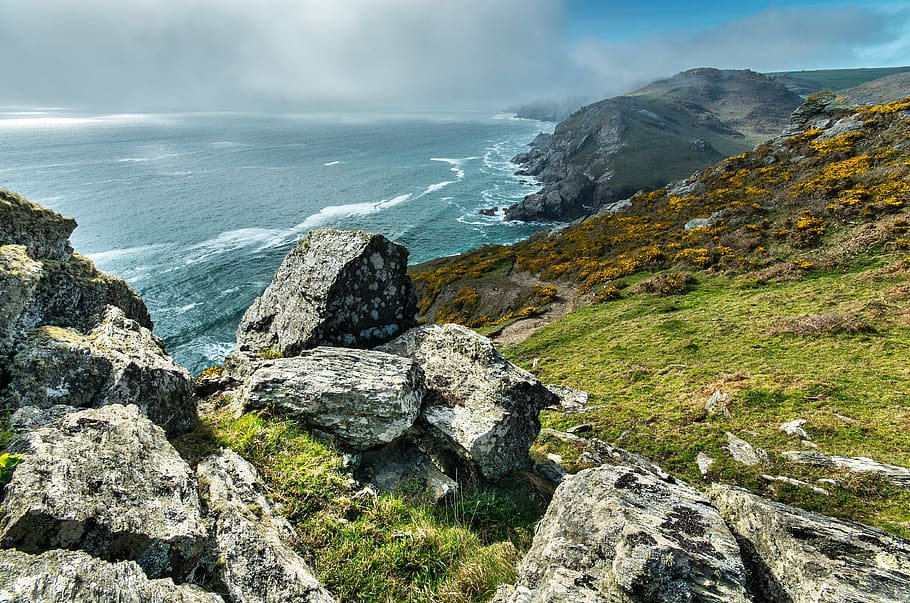Landscape Photography of Mountain Beside Beach Shoreline, beautiful HD wallpaper