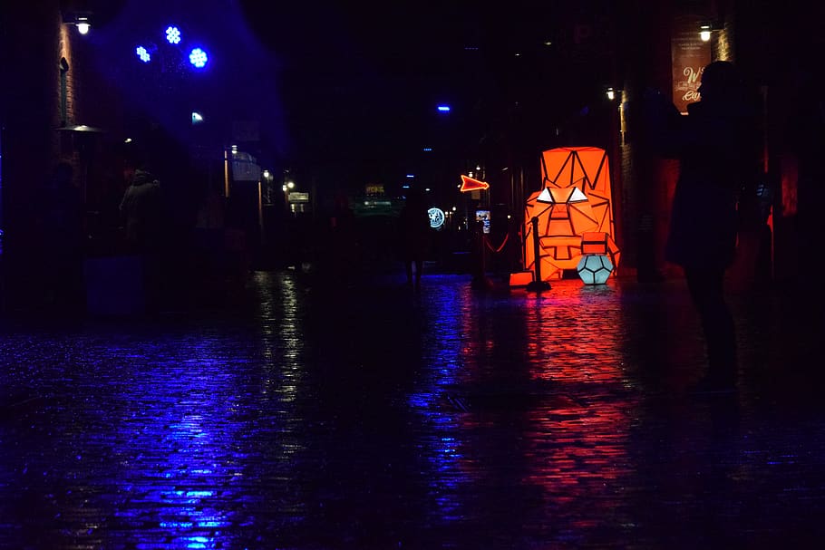 toronto, canada, glow, lightshow, city, rain, night, illuminated HD wallpaper