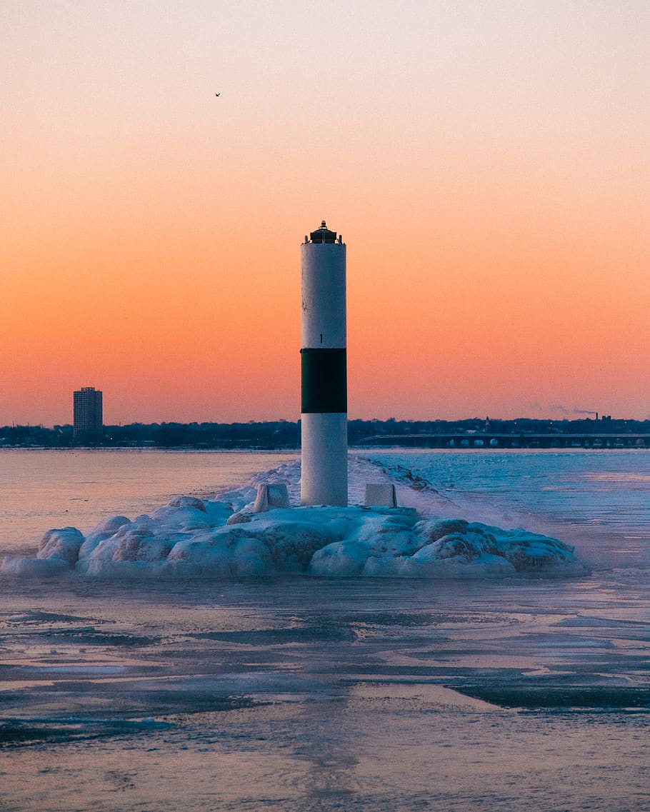 white and black lighthouse during daytime, architecture, building, HD wallpaper