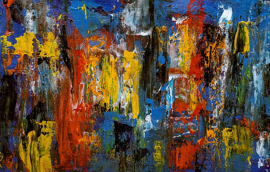 yellow, red, and blue artwork, multi colored, full frame, backgrounds HD wallpaper