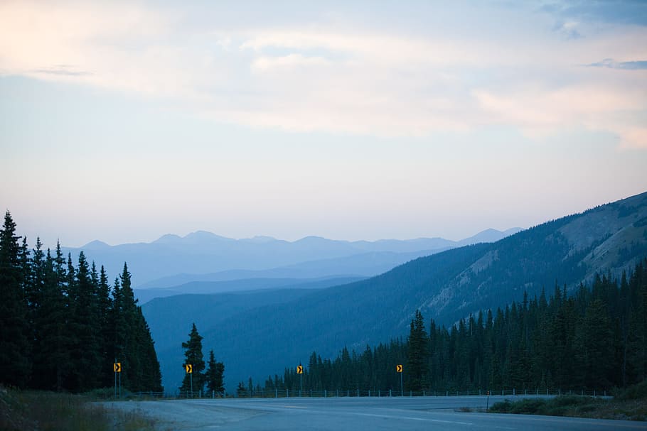 nature, landscape, trees, mountain, clouds, sky, dark, forest HD wallpaper