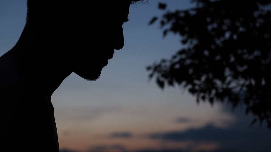 sunset, portrait, sunlight, silhouette, sky, focus on foreground HD wallpaper