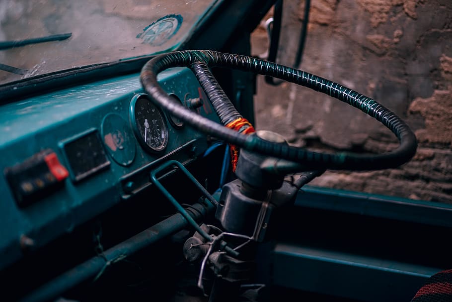 old, car, vehicle, steering, wheel, travel, trip, mode of transportation HD wallpaper