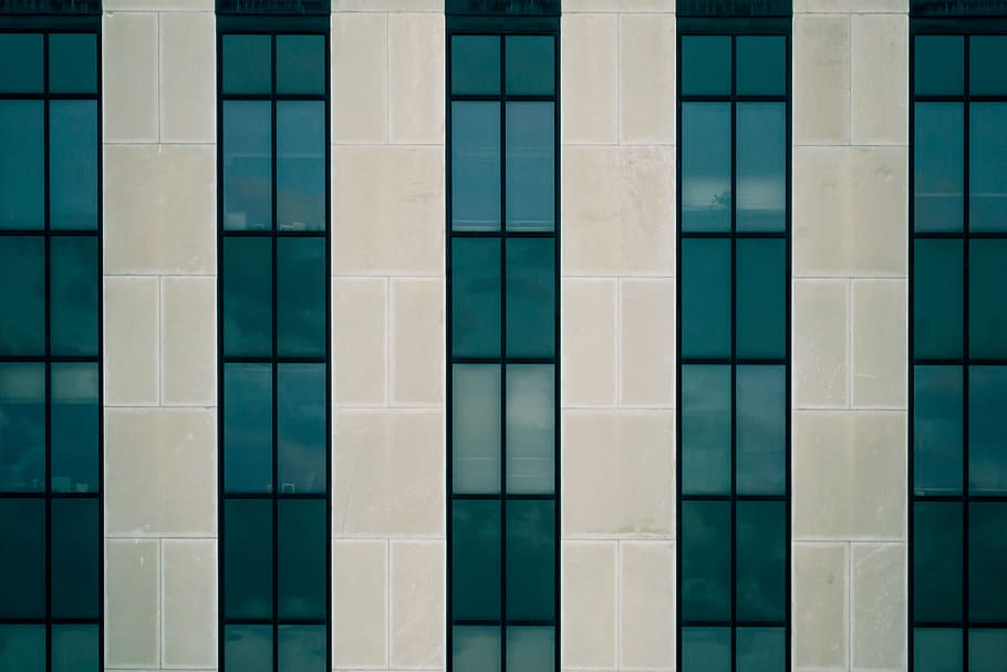 Beige and Blue Tiled Surface, architecture, building, contemporary HD wallpaper