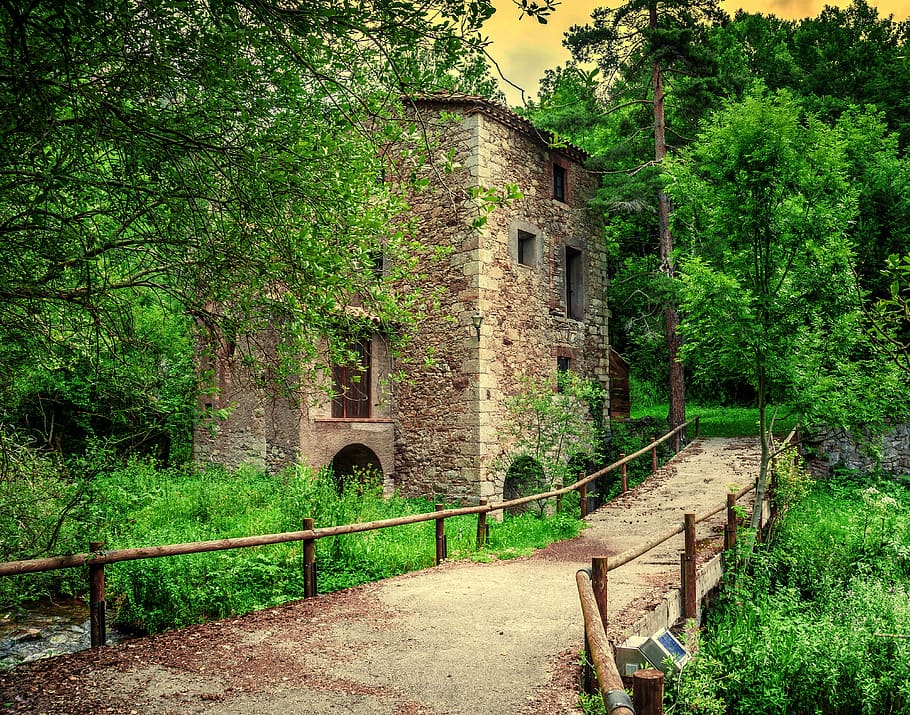 house, mill, architecture, old, summer, nostalgia, landscape HD wallpaper