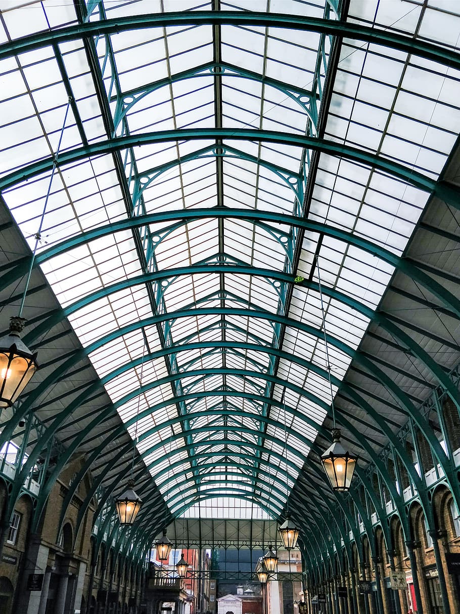 Blue Steel Roof of The New Convert Garden Market, architecture HD wallpaper