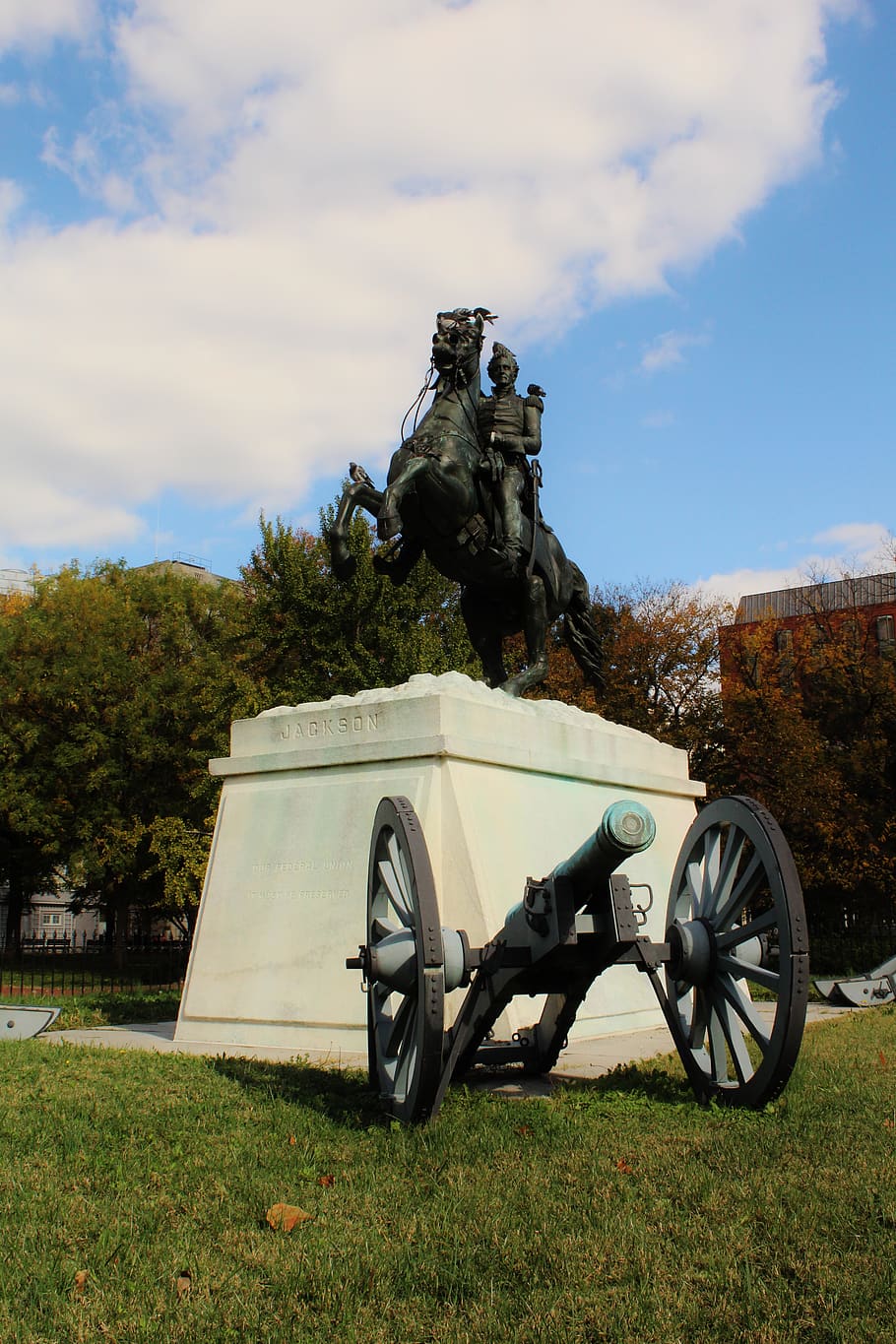 statue, park, cloud - sky, nature, day, plant, field, mode of transportation HD wallpaper