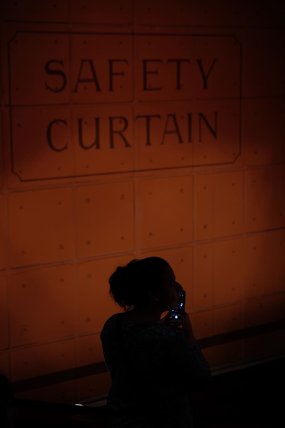 Safety Curtain sign during night time, photgraphy, picture, shadow