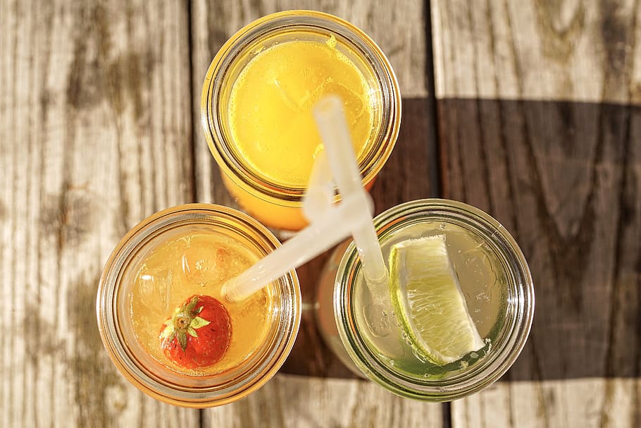 Assorted Juice on Glass Bottles, beverage, citrus, close-up, cold HD wallpaper