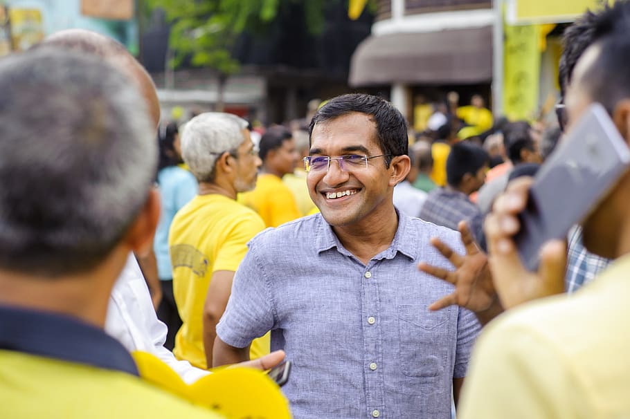 Smiling Man, celebrations, crowd, daylight, eyewear, gathering HD wallpaper