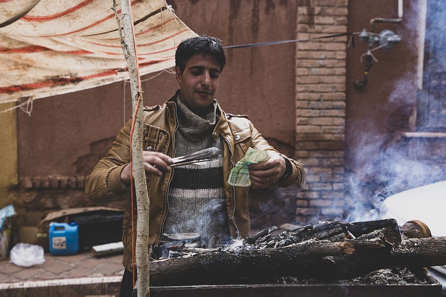 man holding banknote, one person, smoke - physical structure HD wallpaper