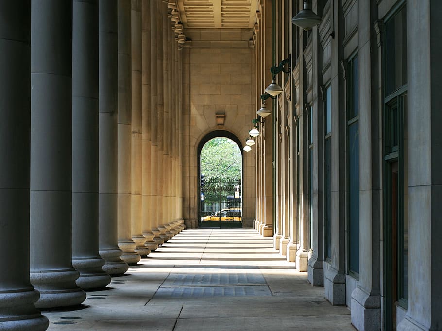 columns, architecture, old, historic, wall, walk, classic, passage HD wallpaper