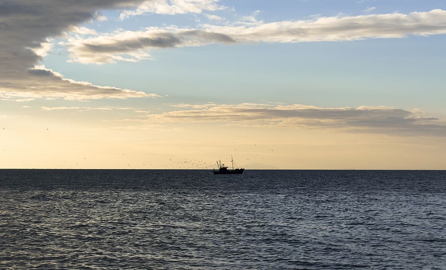 greece, patras, fishing, water, nature, cloudscape, landscape, HD wallpaper