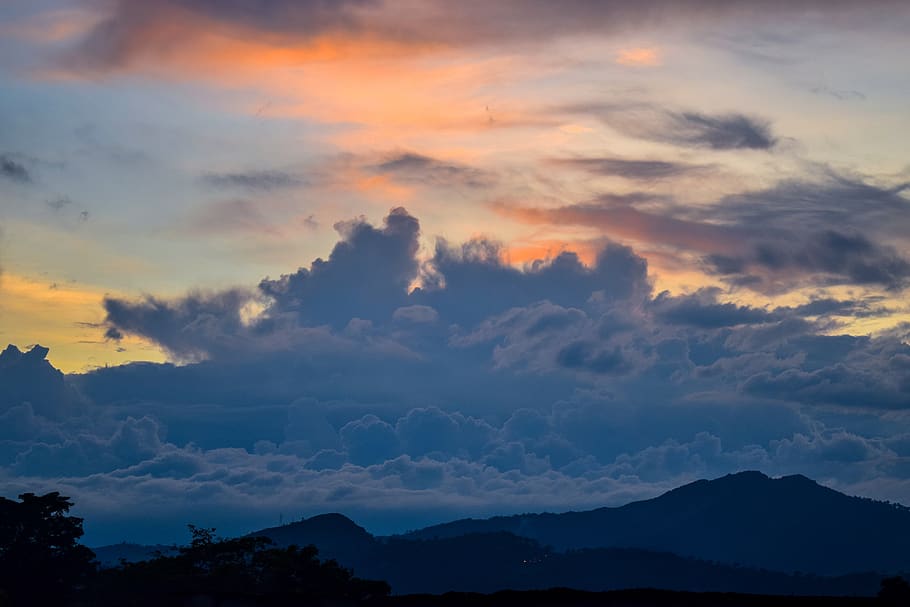 sky, clouds, sunset, mountains, venezuela, peace, relax, cloud - sky, HD wallpaper
