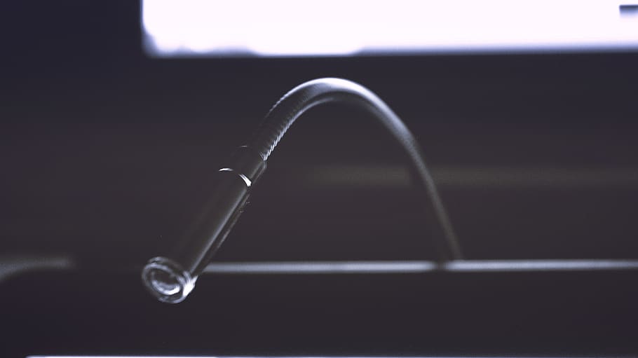 Black Metal Table Lamp, blur, chrome, close-up, dark, design HD wallpaper