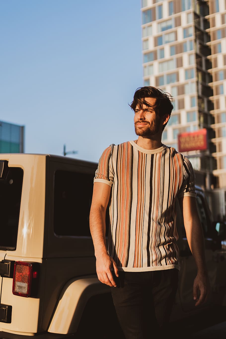 Man Standing Beside Vehicle, fashion, fine-looking, good-looking HD wallpaper