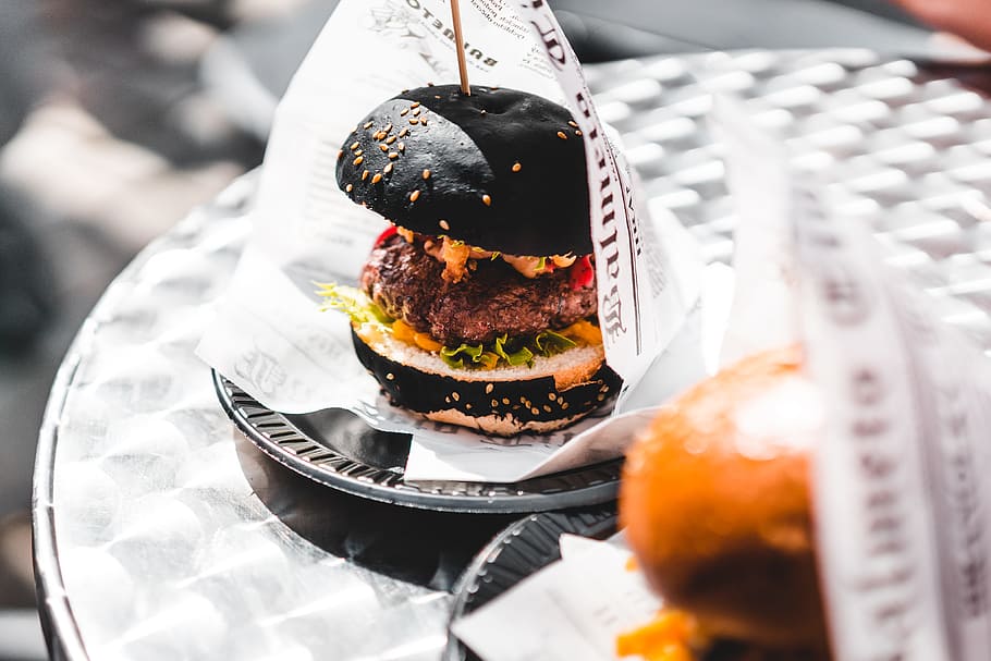 Black Burger, bacon, burgers, eating, food, foodie, fresh, hungry, HD wallpaper