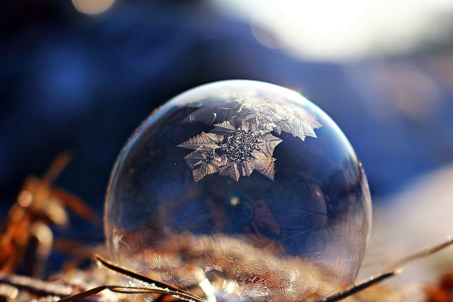 soap bubble, frozen bubble, winter, ice crystal, spherical HD wallpaper