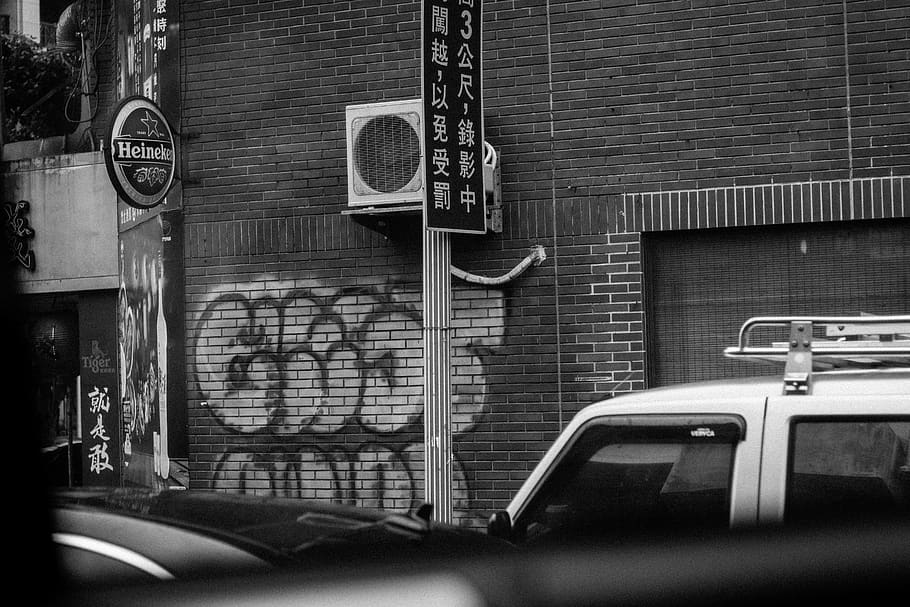street art, wall, graffiti, street photography, black and white, HD wallpaper