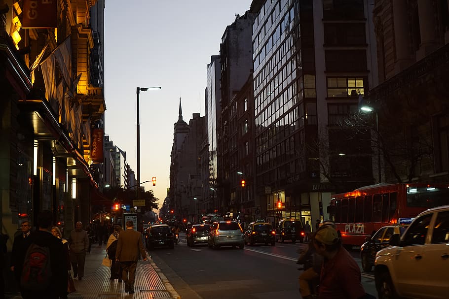 HD wallpaper: buenos aires, argentina, street, cars, city, bus, sunset