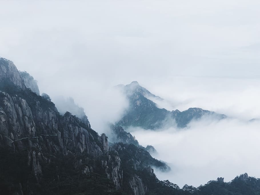 nature, mountain range, outdoors, peak, slope, ice, weather HD wallpaper