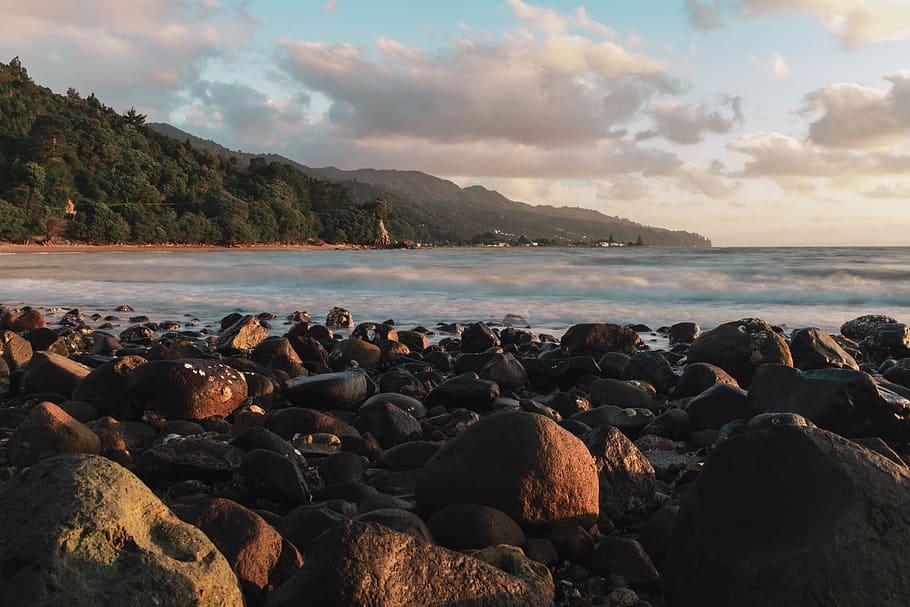 rubble, pebble, nature, promontory, rock, new zealand, travel HD wallpaper