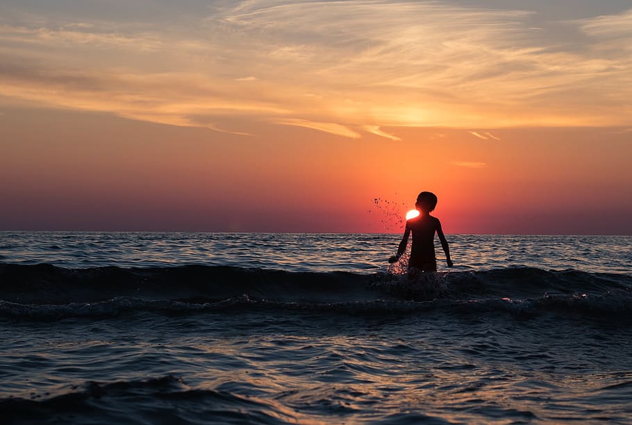 sea, ocean, water, waves, nature, horizon, sunlight, sunrise HD wallpaper