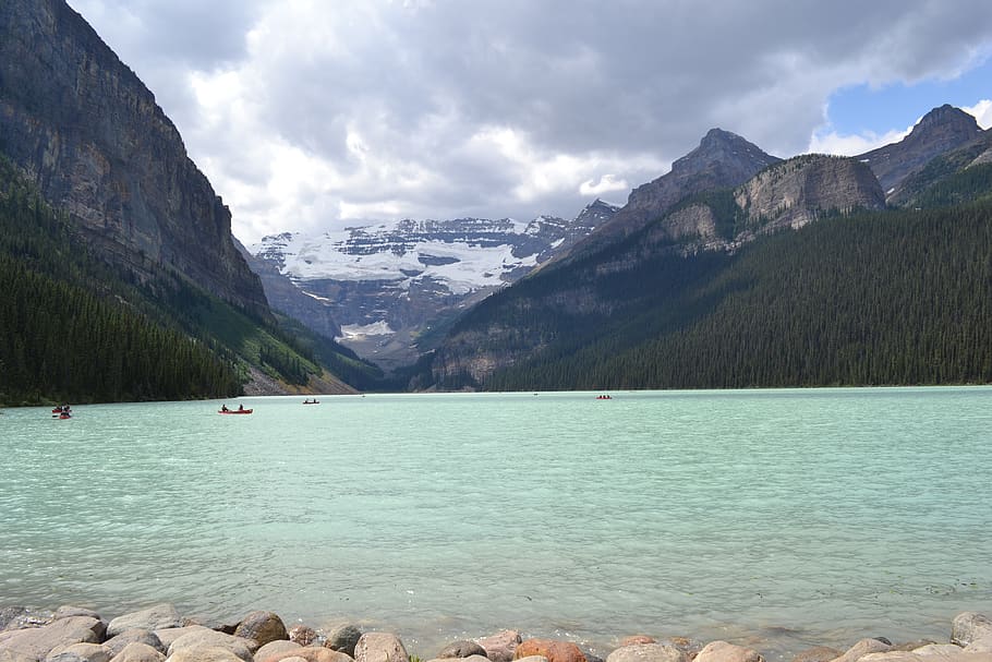 canada, lake louise, nature, view, alberta, mountain, calm, HD wallpaper