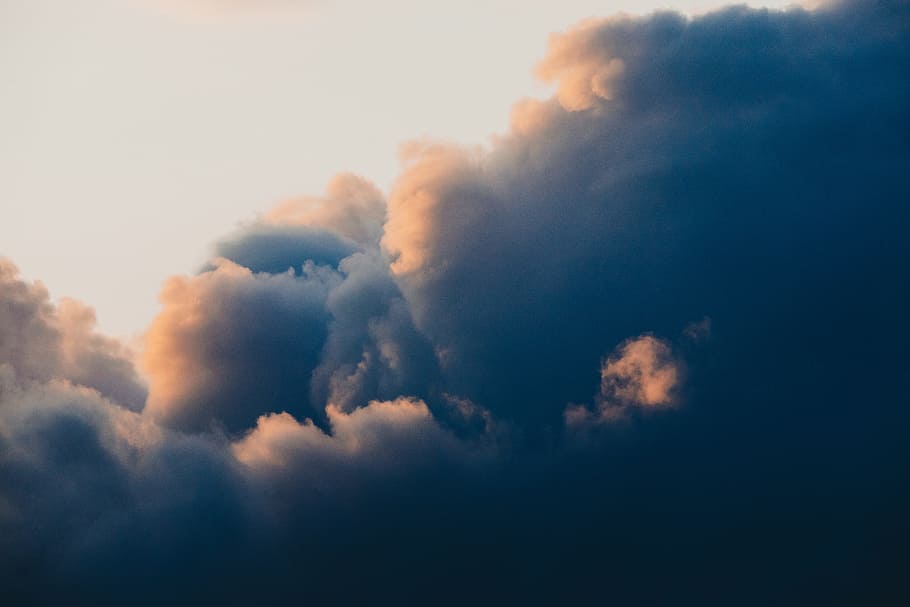 nimbus clouds on sky, sunlight, glow, sunset, sunrise, puffy HD wallpaper