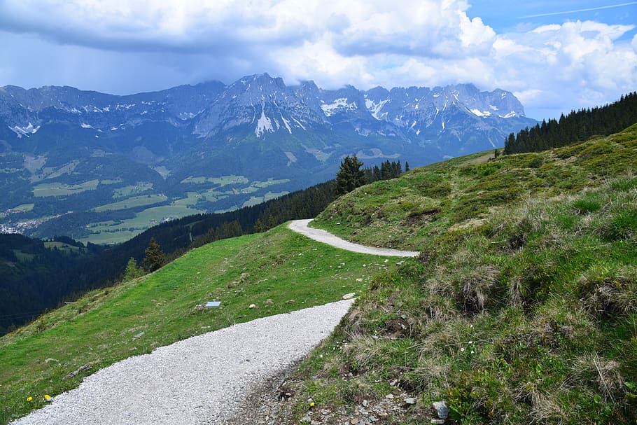 away, alpine, mountains, panorama, sky, tranquil scene, beauty in nature HD wallpaper
