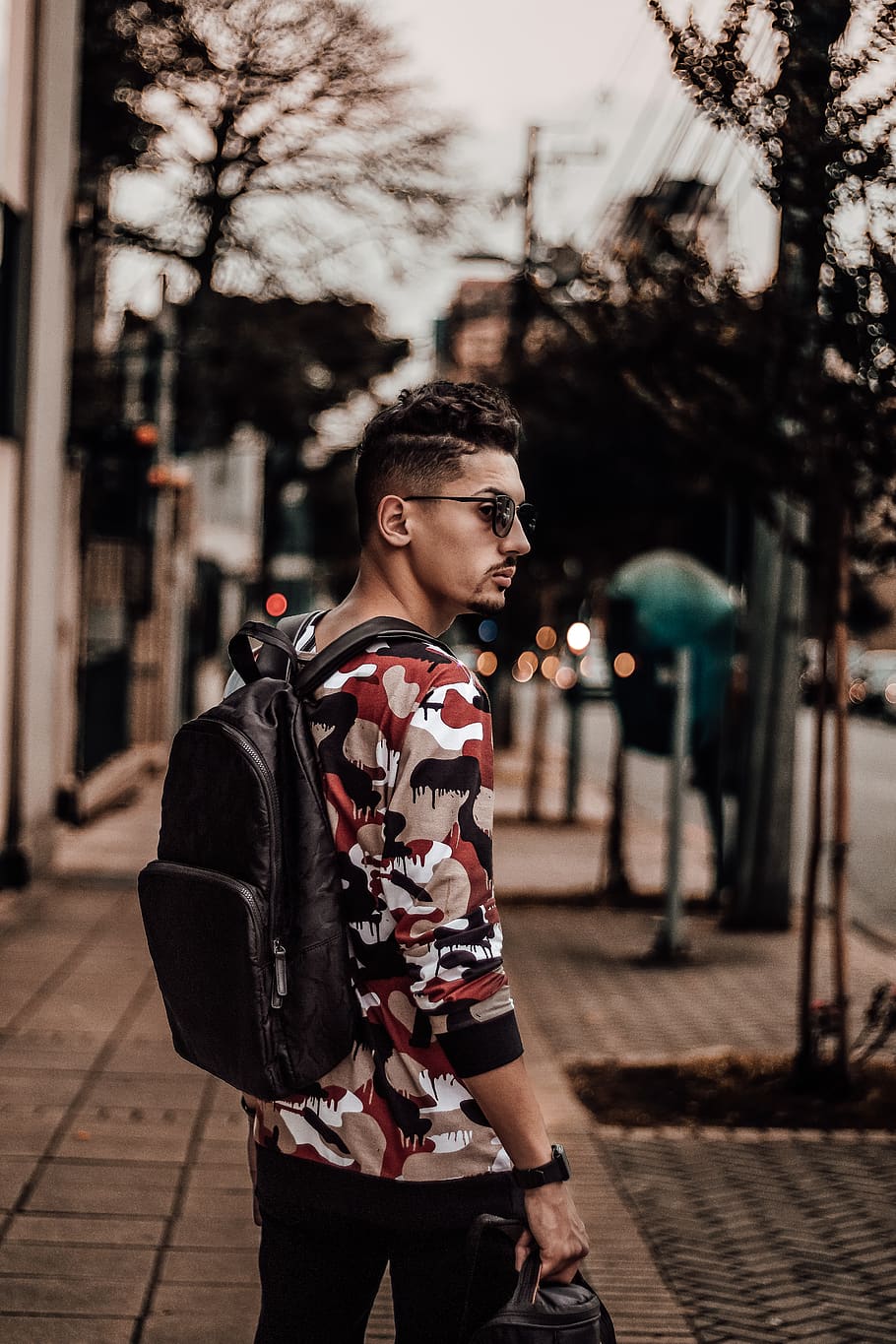 Man Wearing Black Backpack, fashion, model, outdoors, person HD wallpaper