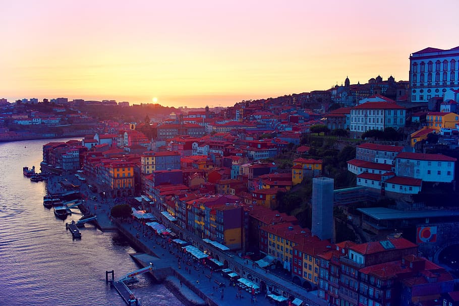 Sunset - Porto - Old Town From Bridge - Northern Portugal, city