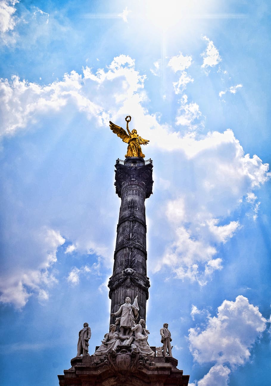 mexico, mexico city, angel, urban, monument, sky, cdmx, cloud - sky, HD wallpaper