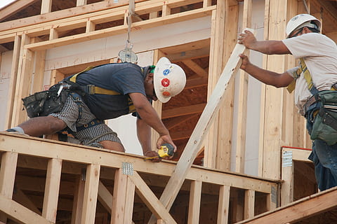 construction, workers, building, drilling, installing, ceiling HD wallpaper