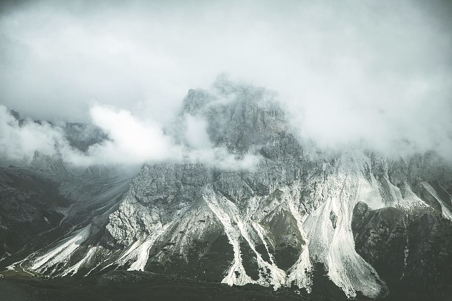 mountain covered by snow, cloud, cloudy, sunlight, shadow, alp HD wallpaper