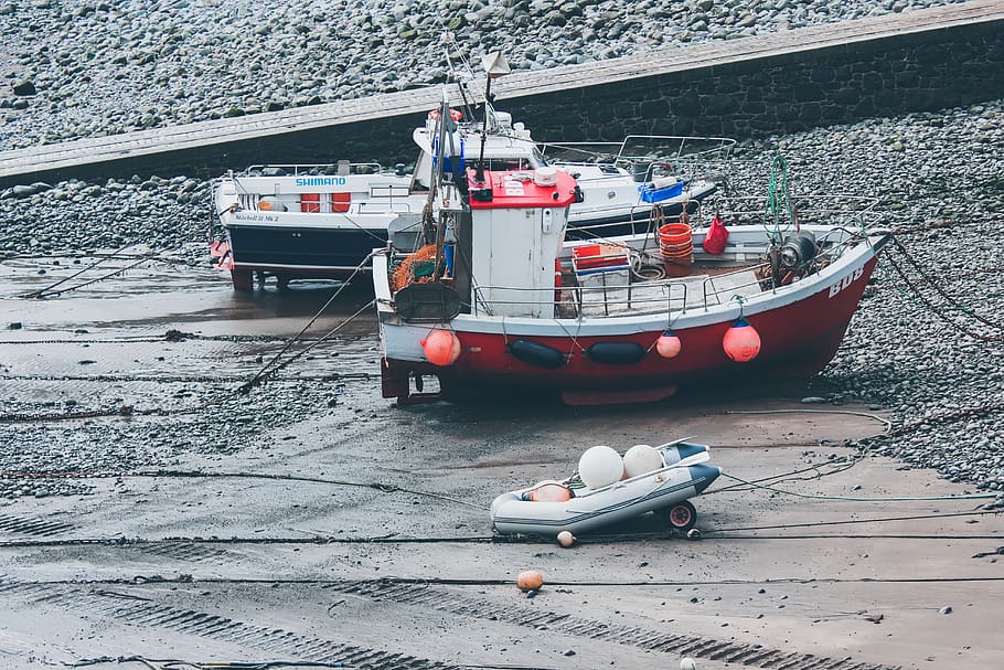 two-boats-and-pontoon-boat-on-shore.jpg