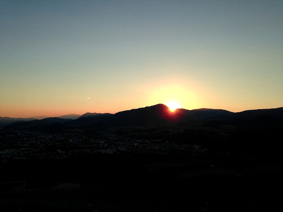 sunset, landscape, austria, sky, mountain, tranquility, beauty in nature HD wallpaper