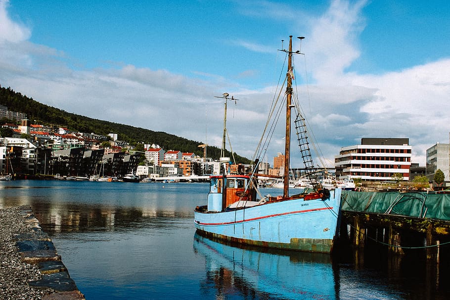 boat, ship, harbor, sky, sea, water, blue, port, travel, maritime HD wallpaper