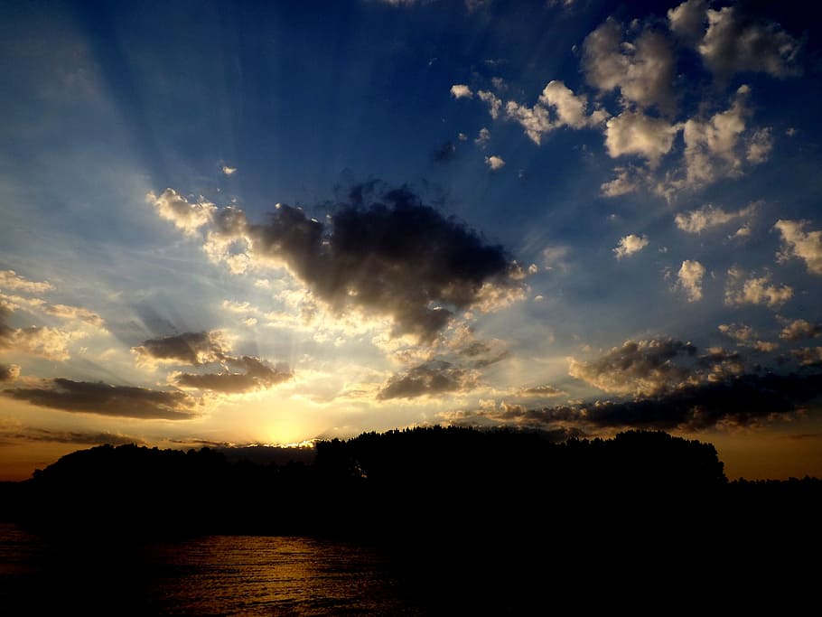 sun, sunset, nature, water, sea, river, sky, cloud - sky, scenics - nature HD wallpaper
