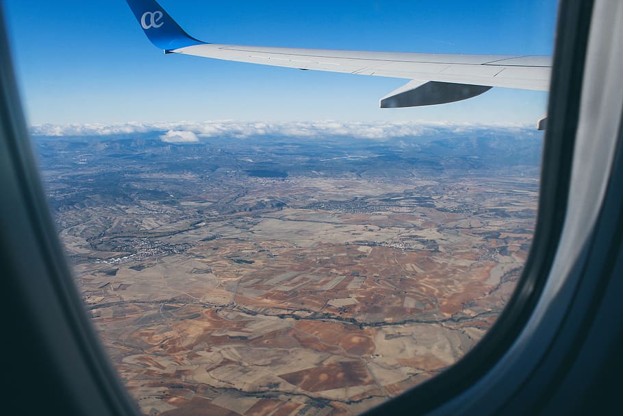 spain, madrid, window., view, españa, landscape, plane, tourism HD wallpaper