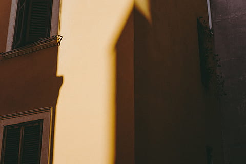 Shadow on yellow wall, abstract, architecture, background, black HD wallpaper