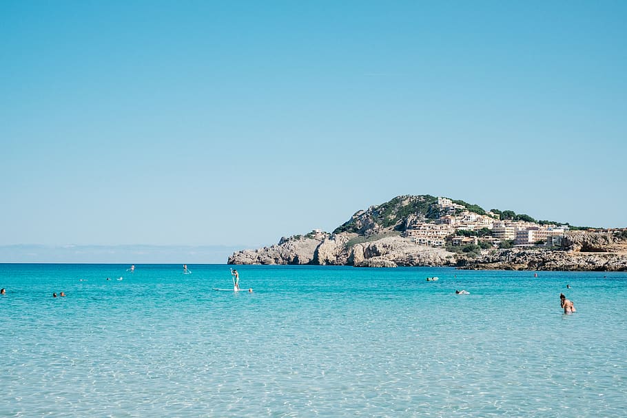 spain, majorca, ocean, sand, beach, surfing, swimming, summer HD wallpaper