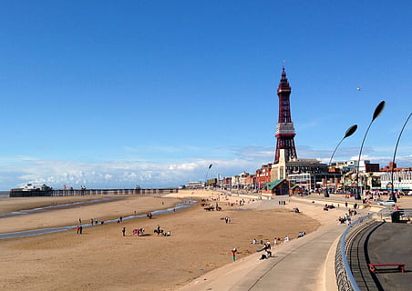 blackpool, tower, seaside, beach, england, pier, building, landscape HD wallpaper